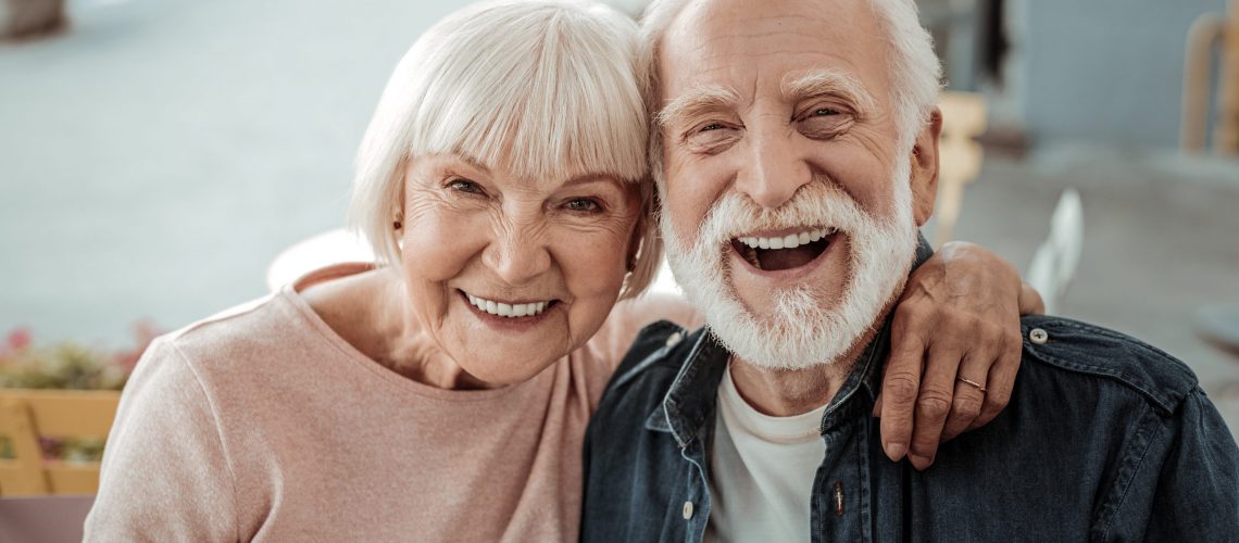 Elderly,Couple.,Joyful,Nice,Elderly,Couple,Smiling,While,Being,In